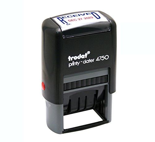 Product Cover Trodat E4752 Printy 4750 Economy Stamp, Dater, Self-Inking, 1 5/8 x 1 Inches, Blue/Red