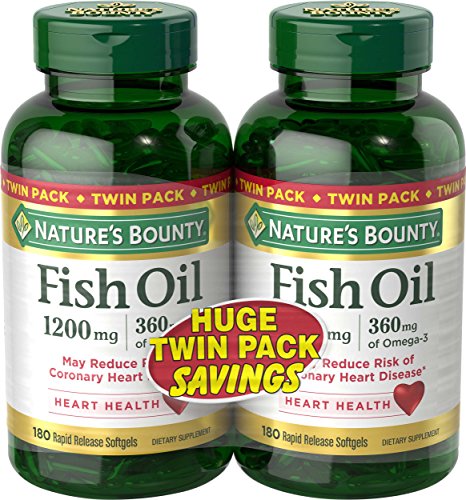 Product Cover Nature's Bounty Fish Oil 1200 mg Twin Packs, 180-Count per bottle (360 Total Count) Rapid Release Liquid Softgels