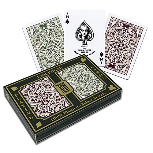 Product Cover KEM Jacquard Green and Burgundy, Poker Size- Standard Index Playing Cards (Pack of 2)