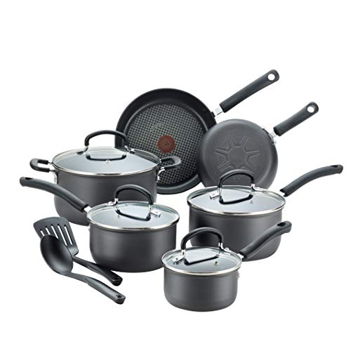 Product Cover T-fal Ultimate Hard Anodized Nonstick Expert Interior Thermo-Spot Heat Indicator Cookware Set, 12-Piece, Gray
