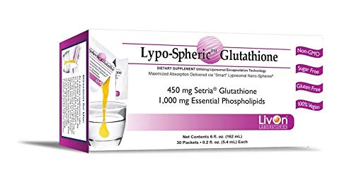Product Cover LivOn Laboratories Lypo-Spheric Glutathione 30 Packets (Net 6 fl oz) | 450 milligrams Glutathione Per Packet | Liposome Encapsulated for Maximum Bioavailability | Professionally Formulated | Non-GMO