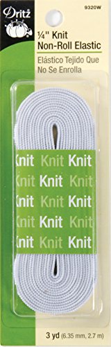 Product Cover Dritz 9320W Non-Roll Knit Elastic, White, 1/4-Inch by 3-Yard
