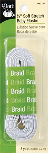 Product Cover Dritz 9337W Soft Stretch Braided Elastic, White, 1/4-Inch by 3-Yard
