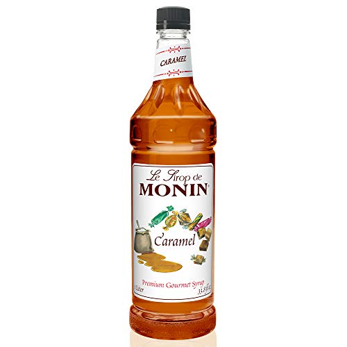 Product Cover Monin - Caramel Syrup, Rich and Buttery, Great for Desserts, Coffee, and Cocktails, Gluten-Free, Non-GMO (1 Liter)