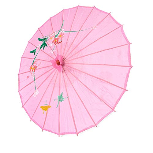 Product Cover JapanBargain 2170, Japanese Parasol Asian Chinese Nylon Umbrella Parasol for Photography Cosplay Costumes Wedding Party Home Decoration Kids Size, 22 inch, Pink