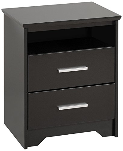 Product Cover Prepac BCH-2250 Coal Harbor 2-Drawer Tall Nightstand with Open Shelf, Black