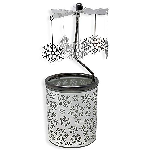 Product Cover BANBERRY DESIGNS Spinning Snowflakes Candle Holder with Frosted Glass Scandinavian Design