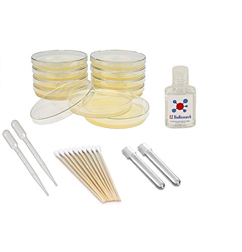 Product Cover EZ BioResearch Bacteria Science Kit (I) : Pre-poured LB Agar Plates and Cotton Swabs, E-Book for Science Fair Project with Award Winning Experiments