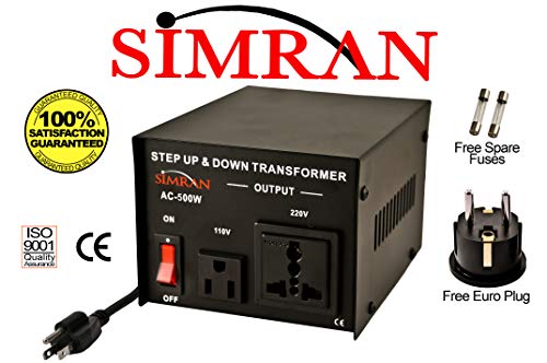 Product Cover Simran AC-500 Voltage Power Converter Step up Down Transformer 110 Volt 220 Volt, 500 Watt, Black