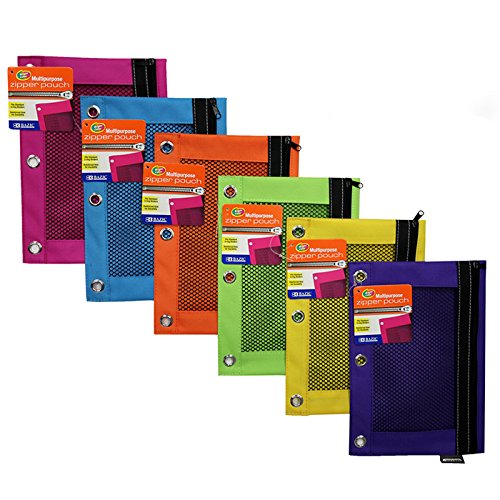 Product Cover BAZIC Bright Color 3-Ring Pencil Pouch w/ Mesh Window - 24 Pack (804-24)
