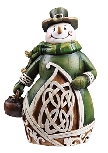 Product Cover Celtic Charm Carved Woodcut-Style Irish Snowman Christmas Figure