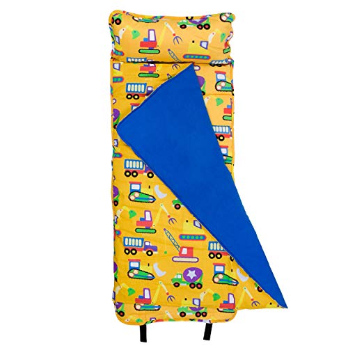 Product Cover Wildkin Original Nap Mat Olive Kids by Children's Original Nap Mat with Built in Blanket and Pillowcase Pillow Insert Included Premium Cotton and Microfiber Blend Ages 3-7 Years Under Construction