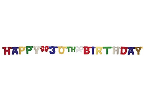 Product Cover Creative Converting Party Decoration Jointed Banner, Happy 30th Birthday, 6-Feet