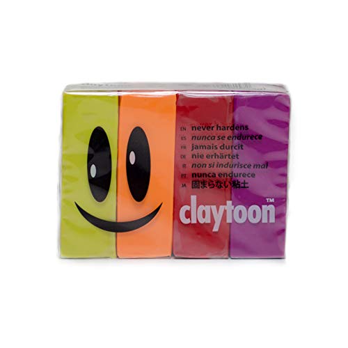 Product Cover Van Aken International - Claytoon - Non-Hardening Modeling Clay - VA18157 - Hot - Yellow, neon Orange, red, Magenta - 1 Pound Set (4-1/4 Pound Bars) - claymation, Gluten-Free, Non-Toxic