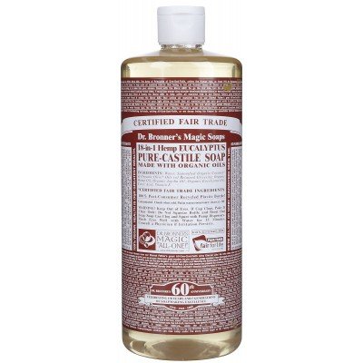 Product Cover Dr. Bronner's - Pure-Castile Liquid Soap (Eucalyptus, 32 oz) - Made with Organic Oils, 18-in-1 Uses: Face, Body, Hair, Laundry, Pets & Dishes, Concentrated, Vegan, Non-GMO