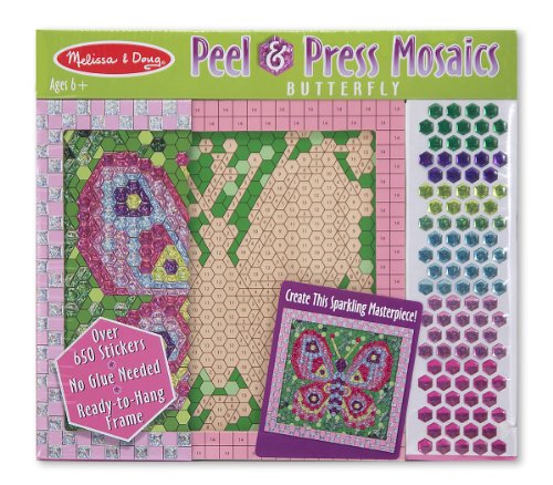 Product Cover Melissa & Doug Peel and Press Mosaics Sticker by Number Kit: Butterfly (650+ Stickers, Great Gift for Girls and Boys - Best for 6, 7, 8, 9, 10 Year Olds and Up)