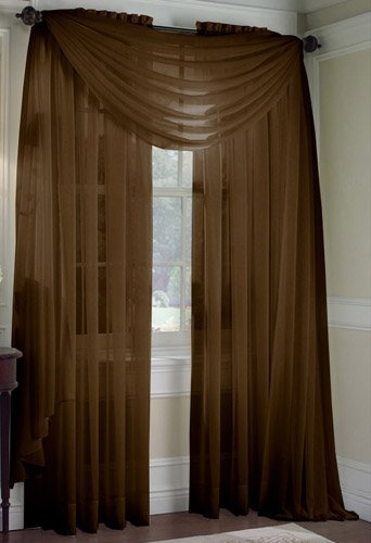 Product Cover 2 Piece Solid Coffee Brown Sheer Window Curtains/drape/panels/treatment 60