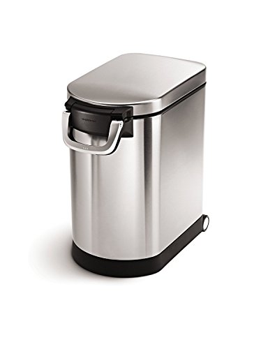 Product Cover simplehuman Medium Pet Food Storage Can, Brushed Stainless Steel, 25 L, 27 lb/ 12.2 kg