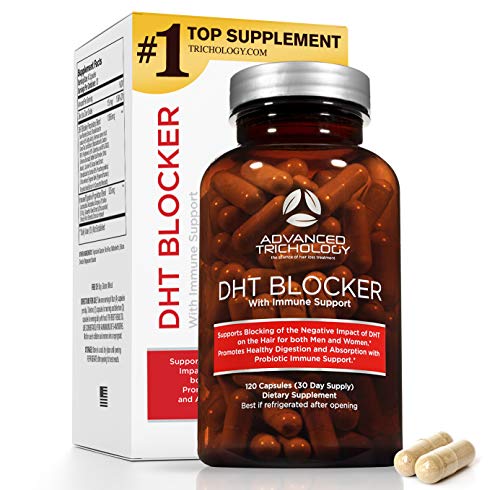 Product Cover Advanced Trichology DHT Blocker with Immune Support - Hair Loss Supplements, High Potency Saw Palmetto, Green Tea & Probiotics, Gluten-Free, Vegetarian - 120-count Bottle - 90 Day Moneyback Guarantee
