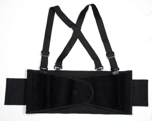 Product Cover Cordova Safety Products Back Support Belt with Attached Suspenders and Adjustable Clips - X-Large - Black