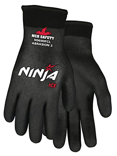 Product Cover Memphis Glove N9690FCM Ninja Ice FC Nylon Back Double Layer Gloves with Full Dipped HPT Coating, Black, Medium, 1-Pair