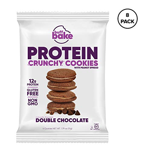 Product Cover Buff Bake Protein Sandwich Cookie | Double Chocolate | Crunchy | Gluten Free | Non-GMO Ingredients | 12g of Hormone-Free Whey Protein | (8Count, 1.79 oz)