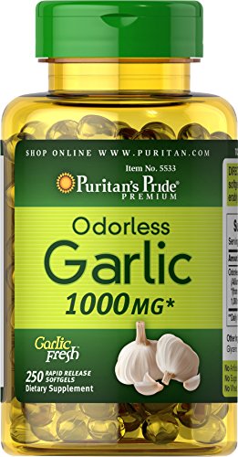 Product Cover Puritan's Pride Odorless Garlic 1000 Mg Rapid Release Softgels, 250Count