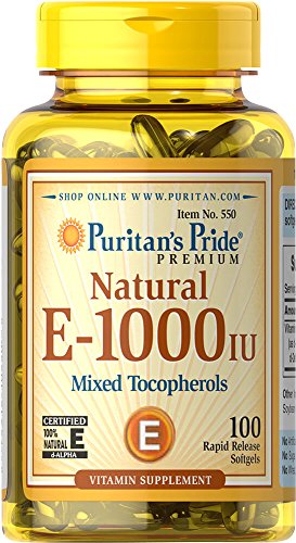 Product Cover Puritans Pride Vitamin E-1000 Iu Mixed Tocopherols Natural-100 Softgels, 100 Count