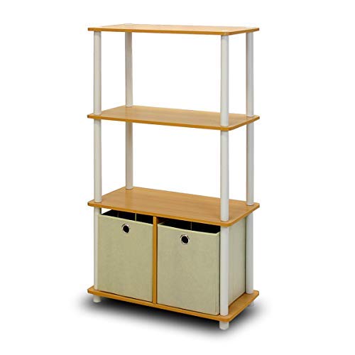 Product Cover Furinno NW889BE/WH Go Green 4-Tier Multipurpose Storage Rack w/Bins, Beech/White
