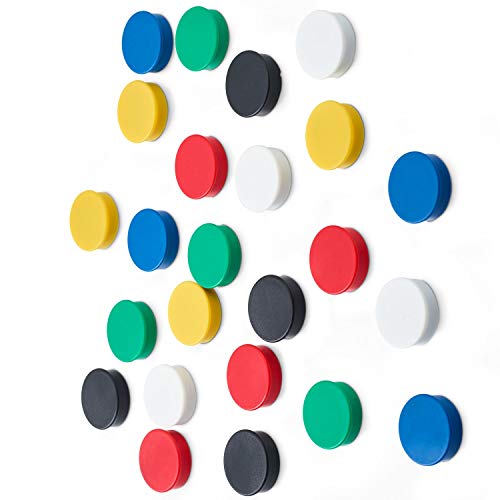 Product Cover Scribble 1 Inch Office Magnets (24 Pack), Colorful Round Refrigerator Magnets, Perfect for Whiteboards, Lockers & Fridge. Assorted Colors: Red, Blue, Green, Black, Yellow & White.
