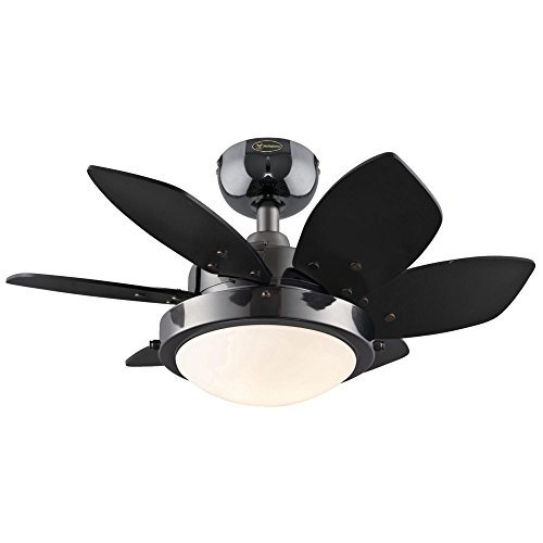 Product Cover Westinghouse Lighting 7224300 Quince 24-Inch Gun Metal Indoor Ceiling Fan, Light Kit with Opal Frosted Glass