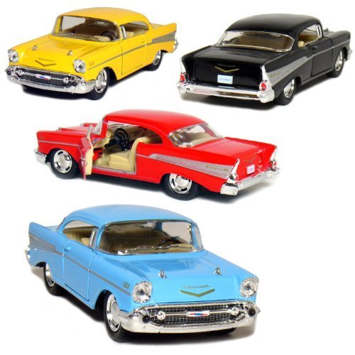Product Cover KiNSMART Set of 4: 1957 Chevy Bel Air Coupe 1:40 Scale (Black/Blue/Red/Yellow)