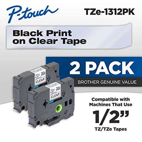 Product Cover Brother Tape 1/2-inch, Black on Clear,2 Pack (TZe1312pk)
