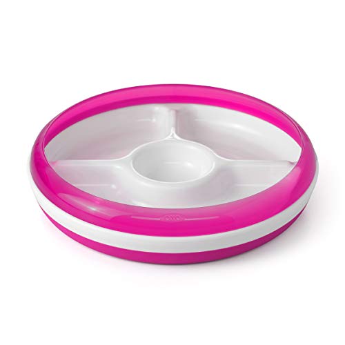 Product Cover OXO Tot Divided Plate with Removable Training Ring and Dipping Center-Pink