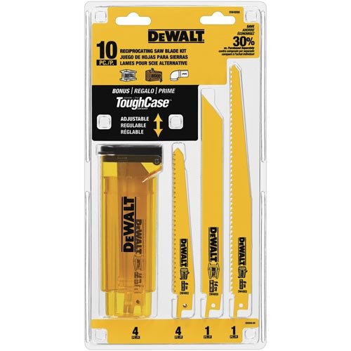 Product Cover DEWALT Reciprocating Saw Blades, Bi-Metal Set with Case, 10-Piece (DW4898)