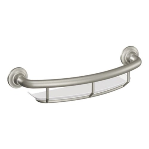 Product Cover Moen LR2356DBN 16-Inch Grab Bar with Shelf, Brushed Nickel