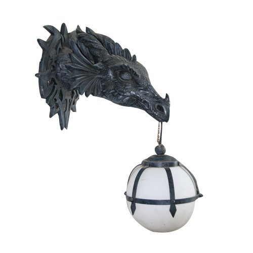 Product Cover Design Toscano Marshgate Castle Dragon Electric Wall Sconce Light Fixture, 43.25 cm, Polyresin, Grey Stone