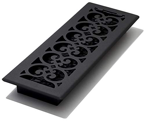 Product Cover Decor Grates ST414 4-Inch by 14-Inch Scroll Floor Register, Textured Black