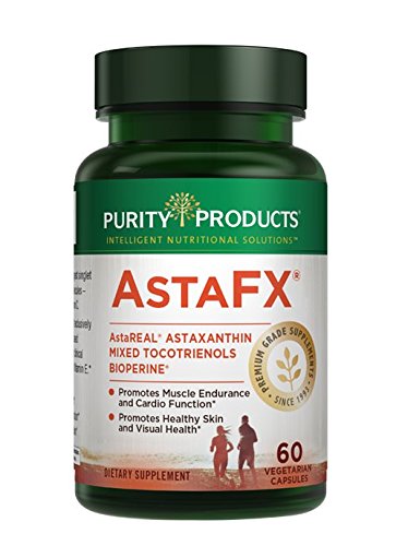 Product Cover AstaFX Astaxanthin Antioxidant Super Formula from Purity Products - Clinically Tested 4 mg AstaREAL with Full Spectrum Tocotrienols (vitamin E) + BioPerine Black Pepper + Piperine - 60 Vegetarian Caps