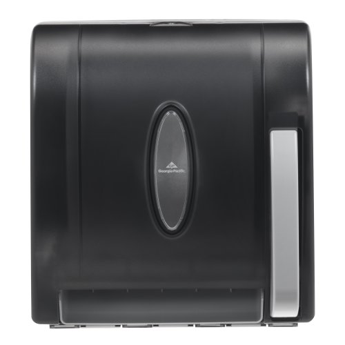 Product Cover Georgia-Pacific Vista 54338 Black Hygienic Push Paddle Roll Paper Towel Dispenser, 12.75
