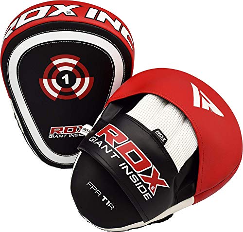 Product Cover RDX Boxing Pads Focus Mitts |Maya Hide Leather Curved Hook and Jab Target Hand Pads | Great for MMA, Martial Arts, Kickboxing, Muay Thai, Karate Training | Padded Punching, Coaching Strike Shield