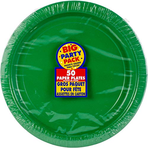 Product Cover Amscan Amscan Festive Green Big Party Pack Dinner Plates (50 Count), 1, Green