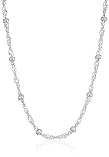 Product Cover Amazon Essentials Sterling Silver Singapore Bead Chain Station Necklace