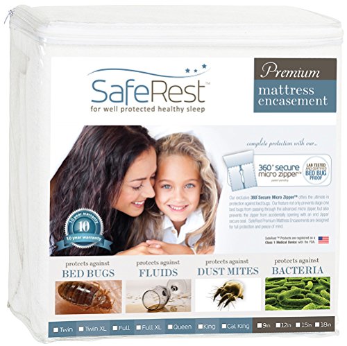 Product Cover SafeRest Premium Zippered Mattress Encasement - Lab Tested Bed Bug Proof, Dust Mite and Waterproof - Hypoallergenic, Breathable, Noiseless and Vinyl Free (Fits 12-15 in. H) - Full Size