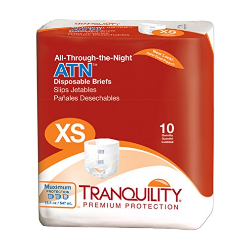 Product Cover Tranquility ATN Adult Disposable Briefs with All-Through-The-Night Protection, XS (18