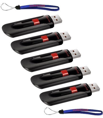 Product Cover SanDisk Cruzer Glide 64GB (5 Pack) USB 2.0 Flash Drive SDCZ60-064G-B35 - With (2) Everything But Stromboli (tm) Lanyard