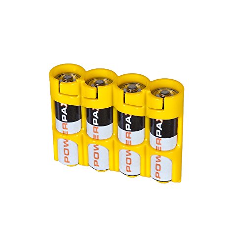 Product Cover Storacell by Powerpax SlimLine AA Battery Caddy Yellow, Holds 4 Batteries