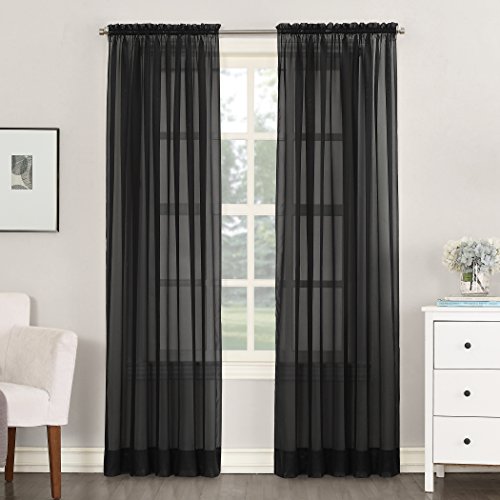 Product Cover No. 918 Emily 59 by 84-Inch Sheer Voile Curtain Panel, Black