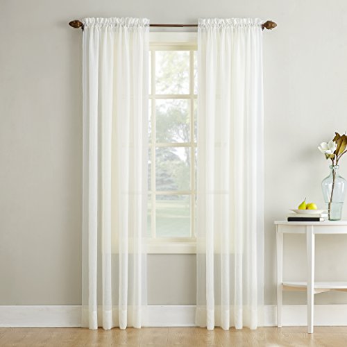 Product Cover No. 918 Erica Crushed Textured Sheer Voile Rod Pocket Curtain Panel, Eggshell White, 51