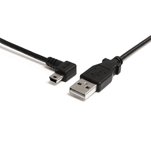 Product Cover StarTech.com 3 ft. (0.9 m) Left Angle Mini USB Cable - USB 2.0 A to Left Angle Mini B - Black - Mini USB Cable (USB2HABM3LA)